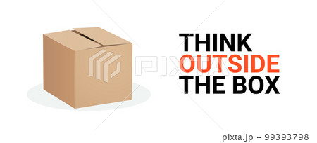Think outside box concept vector business positive out quote motivation title. Creative think 99393798