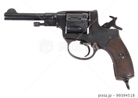 Cocked russian revolver isolated on a white Cocked russian revolver isolated on a white 99394518