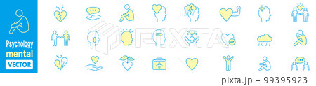 Psychology and mental line icons collection Vector 99395923