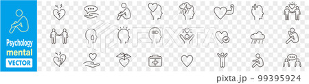 Psychology and mental line icons collection Vector 99395924