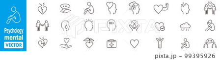 Psychology and mental line icons collection Vector Psychology and mental line icons collection Vector 99395926
