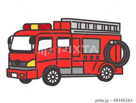 シンプルで使いやすい消防車のベクターイラスト素材／火災／消防士／レスキュー 99396261