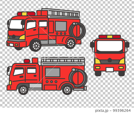 シンプルで使いやすい消防車のベクターイラスト素材／火災／消防士／レスキュー 99396264