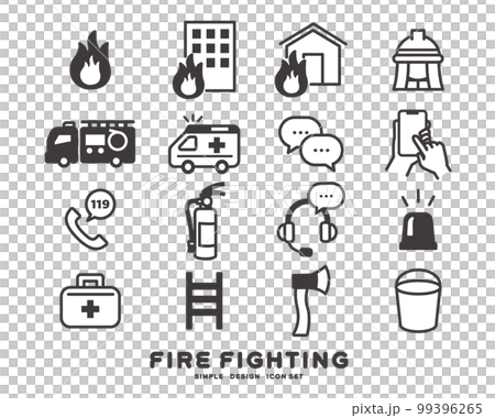 Simple and easy-to-use vector illustrations related to firefighting and fire / firefighters / fire / rescue Simple and easy-to-use vector illustrations related to firefighting and fire / firefighters / fire / rescue 99396265