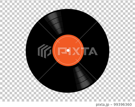 シンプルなアナログレコード盤のイラスト素材（オレンジ色） 99396360