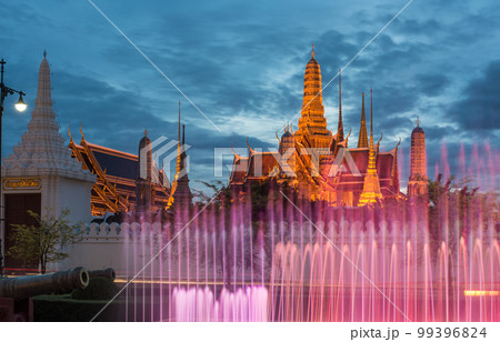 The emerald temple and the royal palace of Bangkok, the iconic landmark of Bangkok the capital city of Thailand at dusk. The emerald temple and the royal palace of Bangkok, the iconic landmark of Bangkok the capital city of Thailand at dusk. 99396824