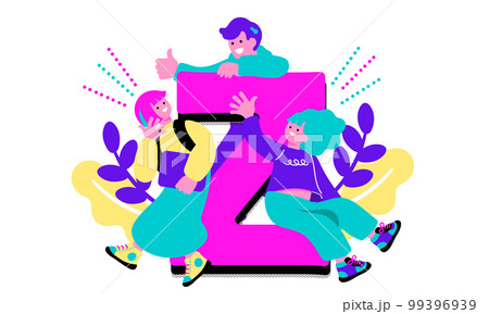 Z世代をイメージするポップな若者のイラスト 99396939