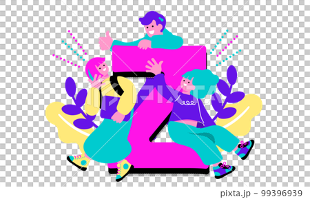 Z世代をイメージするポップな若者のイラスト 99396939