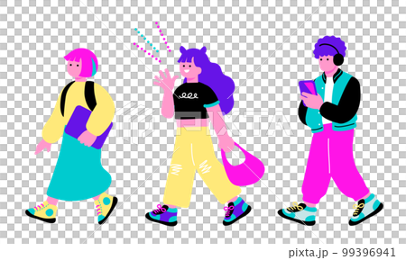 Z世代をイメージするポップな若者のイラスト Z世代をイメージするポップな若者のイラスト 99396941
