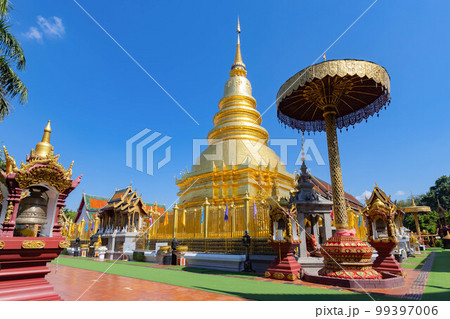 Wat Phra That Hariphunchai temple in lamphun province, a popular tourist destination in northern of Thailand 99397006