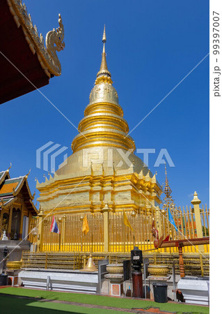 Wat Phra That Hariphunchai temple in lamphun province, a popular tourist destination in northern of Thailand Wat Phra That Hariphunchai temple in lamphun province, a popular tourist destination in northern of Thailand 99397007