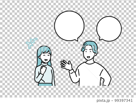 シンプルな男女のポジティブな立ち姿セット　イラスト素材 99397341