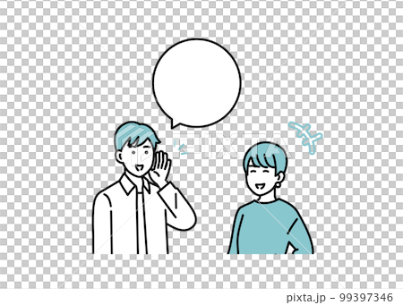 Simple male and female positive standing posture set illustration material 99397346