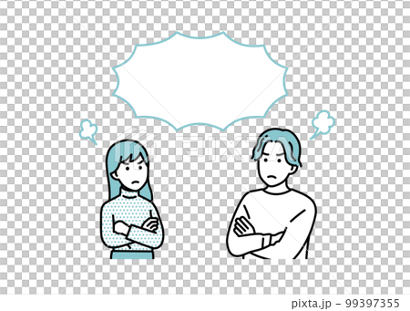 簡單的男女負站立姿勢集插畫素材 99397355