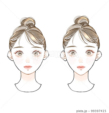 丸顔と面長 丸顔と面長 99397415
