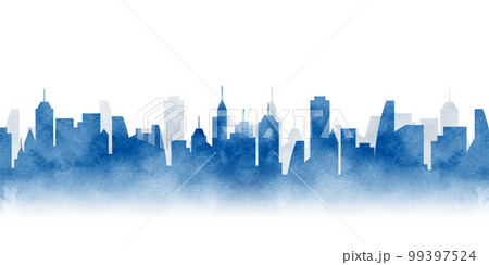 水彩の都市風景シルエットのイラスト素材 [99397524] - PIXTA