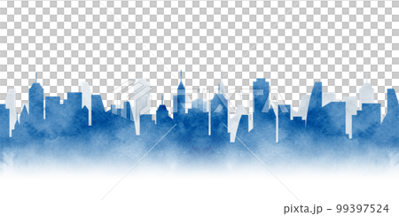 watercolor city landscape silhouette 99397524