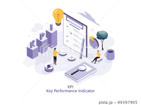 KPI Key Performance Indicator. Isometric Concept of Business Performance Strategy and Analysis. Can use for web banner, infographics. Vector illustrator. 99397905