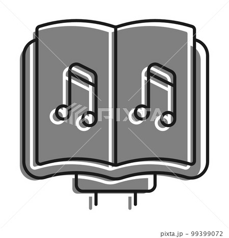 Linear filled with gray color icon. Notebook With Notes For Holding With Archestra. Music Teaching At Music School. Simple black and white vector 99399072