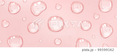 Realistic serum drops on pink surface background 99399162