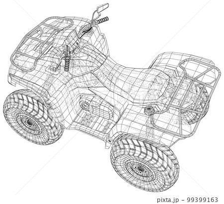 ATV. Four-wheeled Quad bike on an isolated background. Vector illustration 99399163