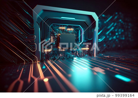 Cyber Space Connection Technology Computer Background with Chipset Central Processor. Generative AI Cyber Space Connection Technology Computer Background with Chipset Central Processor. Generative AI 99399164