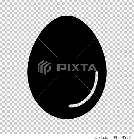 タマゴのシルエットアイコン。卵の殻。ベクター。 99399590