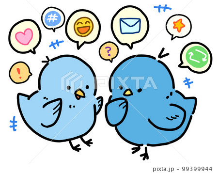 ぺちゃくちゃ噂話をしゃべる 2匹の青い鳥 ぺちゃくちゃ噂話をしゃべる 2匹の青い鳥 99399944