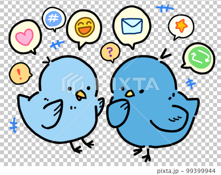 ぺちゃくちゃ噂話をしゃべる 2匹の青い鳥 ぺちゃくちゃ噂話をしゃべる 2匹の青い鳥 99399944