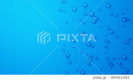余白を設けた多数の水滴の背景素材(青色)(横長) 余白を設けた多数の水滴の背景素材(青色)(横長) 99401092