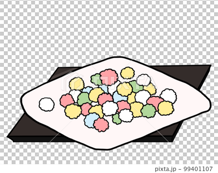 Illustration of hina rice crackers on a plate 99401107