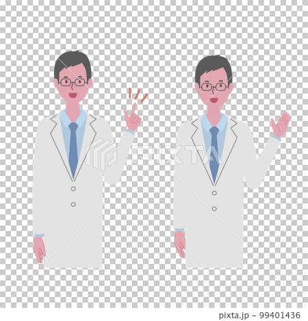 A man in a white coat (doctor or researcher) who points and guides 99401436