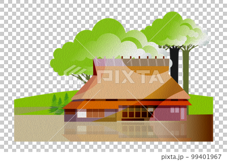 Oil painting style Beautiful Japanese mountain village scenery with old folk houses Oil painting style Beautiful Japanese mountain village scenery with old folk houses 99401967
