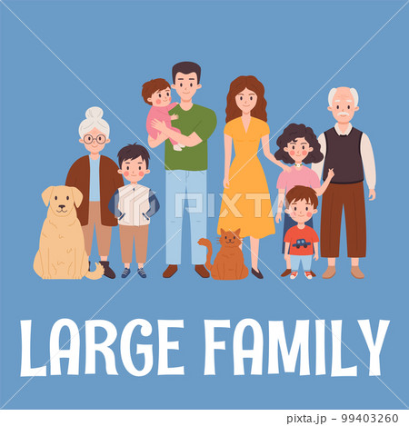 Banner for family day with multi generation family, flat vector illustration. Banner for family day with multi generation family, flat vector illustration. 99403260