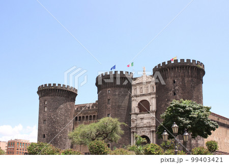 Famous landmark of Naples. Medieval castle of Maschio Angioino, Naples, Italy 99403421