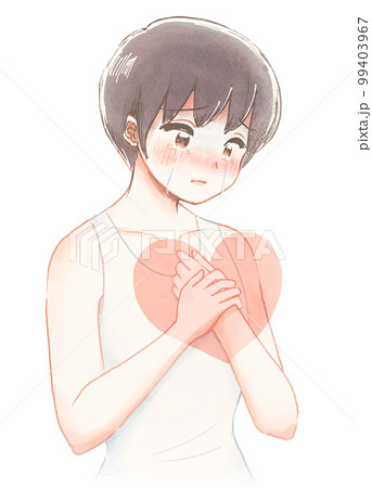 教育系イラストタッチ・傷ついた心を抱えて泣く児童 99403967
