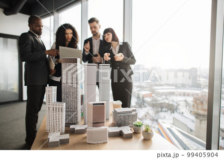 Close up of model of real estate project. 99405904