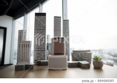 Building complex prototype project of residential or business district, city model 99406095