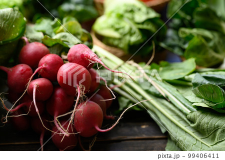 Fresh organic vegetables from local farmers market in spring season, Sustainability concept 99406411