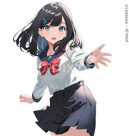 A female student holding out her hand in front - Stock