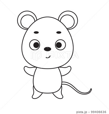 Coloring page cute little mouse. Coloring book for kids. Educational activity for preschool years kids and toddlers with cute animal. Vector stock illustration 99406636