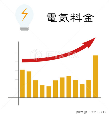 月別の電気料金のグラフのベクターイラスト 99409719