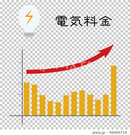月別の電気料金のグラフのベクターイラスト 99409719