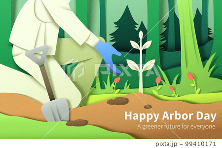 Planting in the forest paper art 99410171