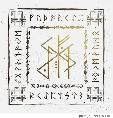 Scandinavian doodle bind rune work 99410436