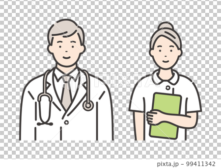 Smiling young male doctor and female nurse 99411342