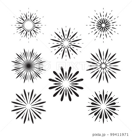Fireworks icons collection. Graphic different black symbol for festival or carnival explosion, firecracker. Burst contour pattern shaped set isolated on white. Jpeg Fireworks icons collection. Graphic different black symbol for festival or carnival explosion, firecracker. Burst contour pattern shaped set isolated on white. Jpeg 99411971