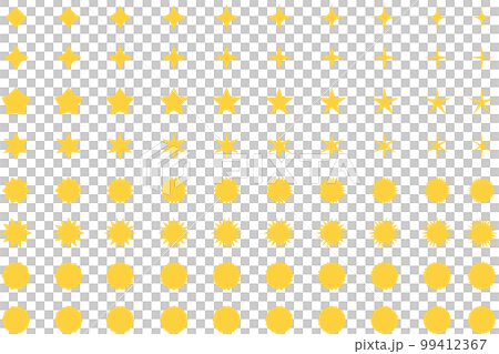 金色の輝きアイコンとギザギザフレームセット 99412367