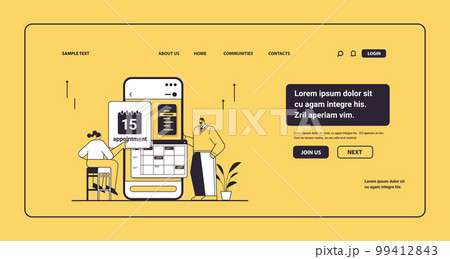 businesspeople planning day scheduling appointment in calendar on smartphone screen time management concept 99412843