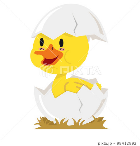 Cute duck in egg Cartoon flat 99412992